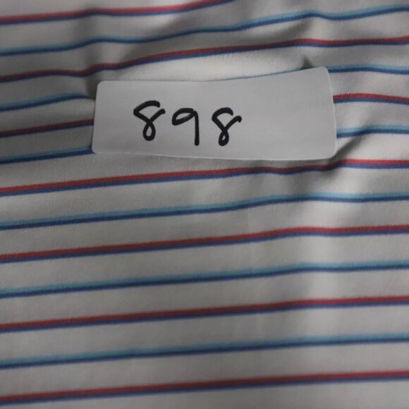 Peter Millar Sumer Comfort Golf Polo Shirt Mens L White/Blue Stripe Embroidery - Picture 10 of 10